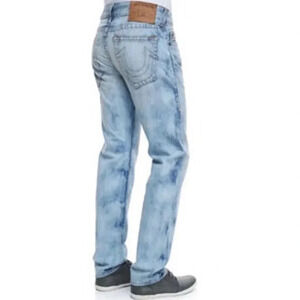True Religion Mens Light Antelope Bleached Geno Slim Jeans